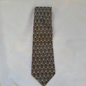 Pierre Cardin Brown Geometric Silk Tie 57” x 4” Classic